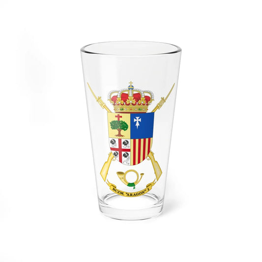 Coat of Arms of the 1st Mountain Hunters Brigade Aragón (Spain) (Coat of Arms) Pint Glass 16oz 16oz - Go Mug Yourself