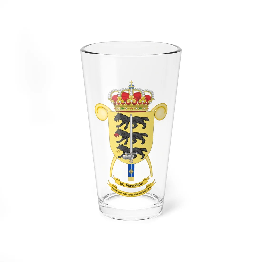 Coat of Arms of the 1st NBC-Defense Regiment Valencia (Spain) (Coat of Arms) Pint Glass 16oz 16oz - Go Mug Yourself