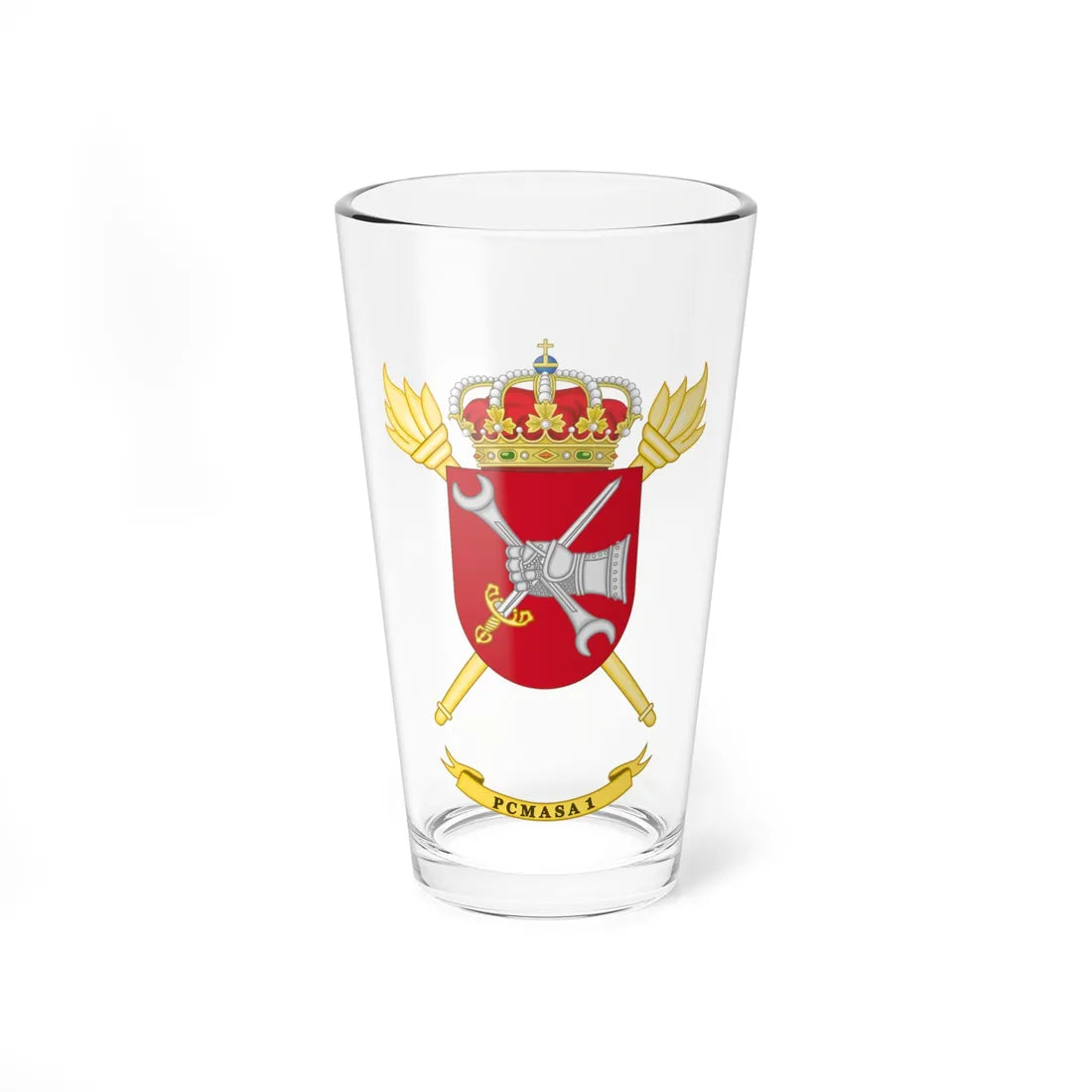 Coat of Arms of the 1st PCMASA (Spain) (Coat of Arms) Pint Glass 16oz 16oz - Go Mug Yourself