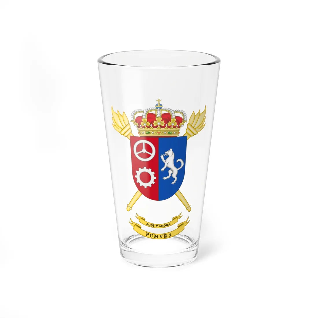 Coat of Arms of the 1st PCMVR (Spain) (Coat of Arms) Pint Glass 16oz 16oz - Go Mug Yourself