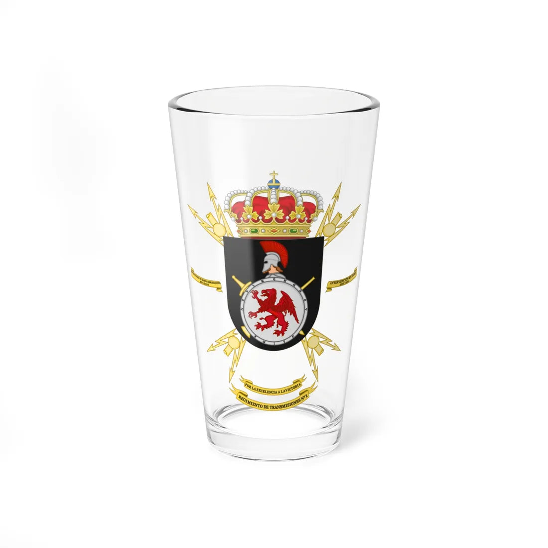 Coat of Arms of the 1st Signal Regiment (Spain) (Coat of Arms) Pint Glass 16oz 16oz - Go Mug Yourself