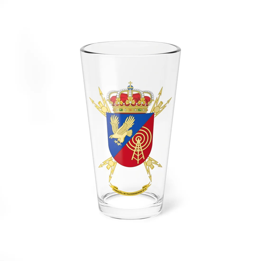 Coat of Arms of the 1st Signals Company (Spain) (Coat of Arms) Pint Glass 16oz 16oz - Go Mug Yourself