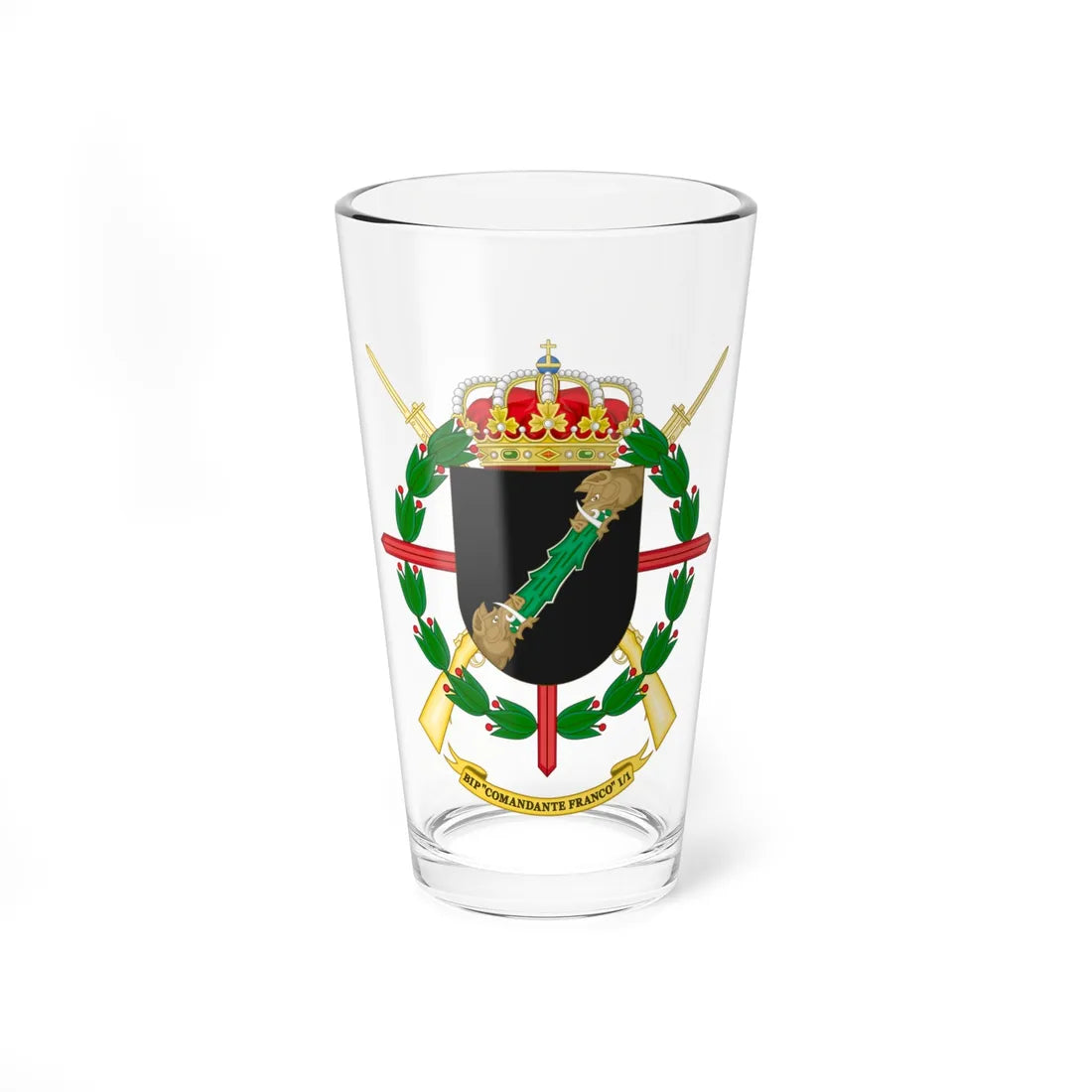 Coat of Arms of the 1st Spanish Legion Flag Comandante Franco (Spain) (Coat of Arms) Pint Glass 16oz 16oz - Go Mug Yourself