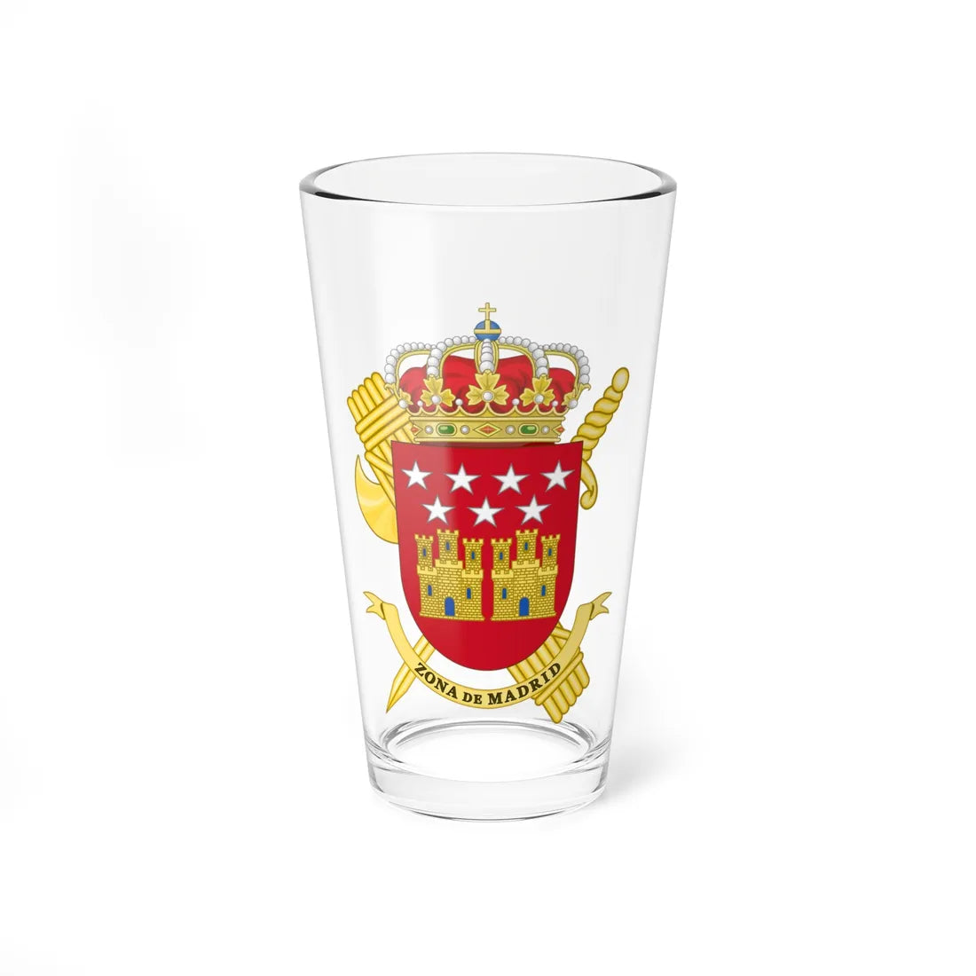 Coat of Arms of the 1st Zone of the Guardia Civil - Madrid (Spain) (Coat of Arms) Pint Glass 16oz 16oz - Go Mug Yourself