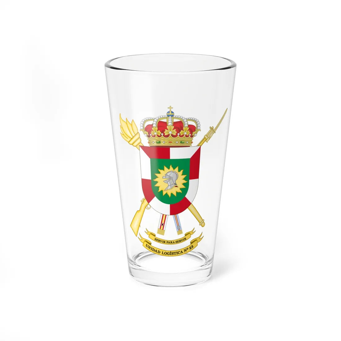 Coat of Arms of the 23rd Logistics Unit (Spain) (Coat of Arms) Pint Glass 16oz 16oz - Go Mug Yourself