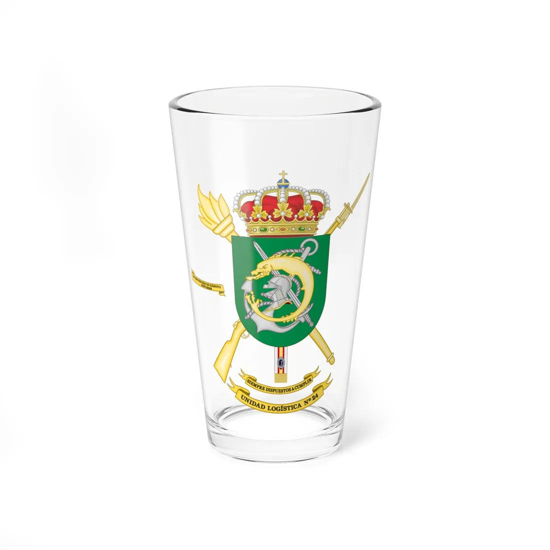 Coat of Arms of the 24th Logistics Unit (Spain) (Coat of Arms) Pint Glass 16oz 16oz - Go Mug Yourself