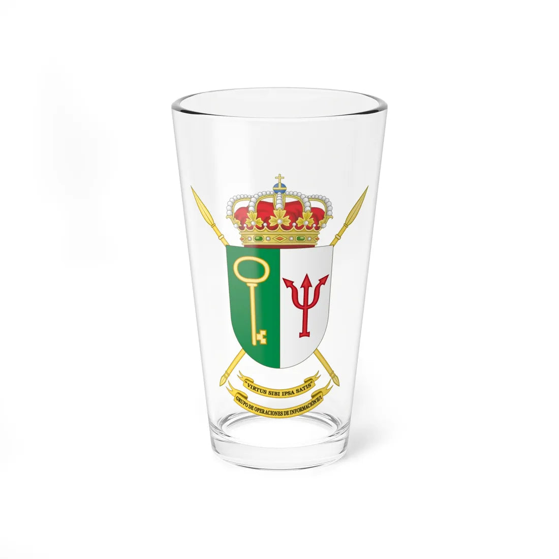 Coat of Arms of the 2nd-1 Information Operations Group (Spain) (Coat of Arms) Pint Glass 16oz 16oz - Go Mug Yourself