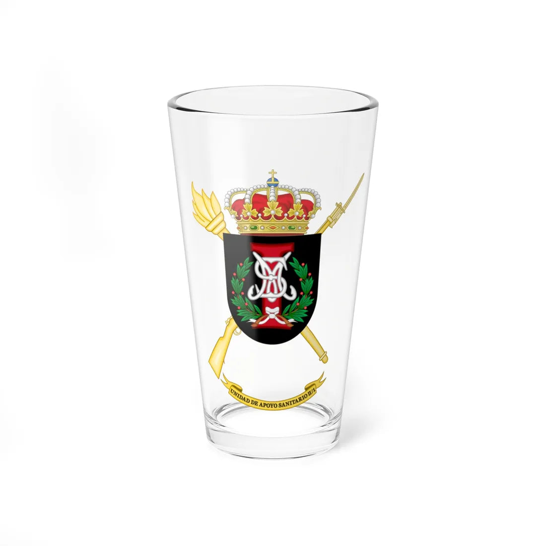 Coat of Arms of the 2nd-1 Spanish Army Health Support Unit (Spain) (Coat of Arms) Pint Glass 16oz 16oz - Go Mug Yourself