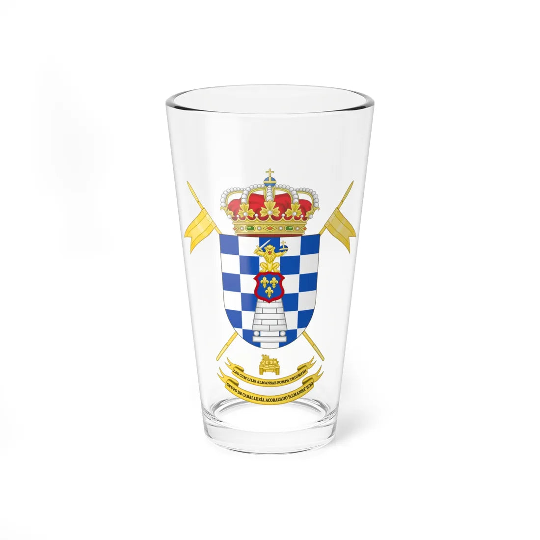 Coat of Arms of the 2nd-10 Armored Cavalry Group Almansa (Spain) (Coat of Arms) Pint Glass 16oz 16oz - Go Mug Yourself