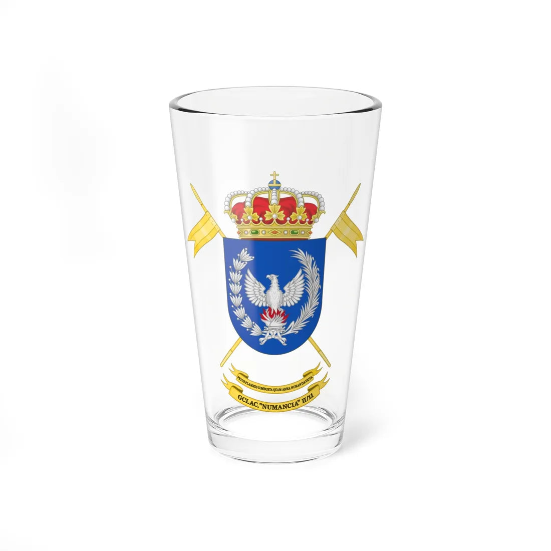 Coat of Arms of the 2nd-11 Light Armored Cavalry Group Numancia (Spain) (Coat of Arms) Pint Glass 16oz 16oz - Go Mug Yourself