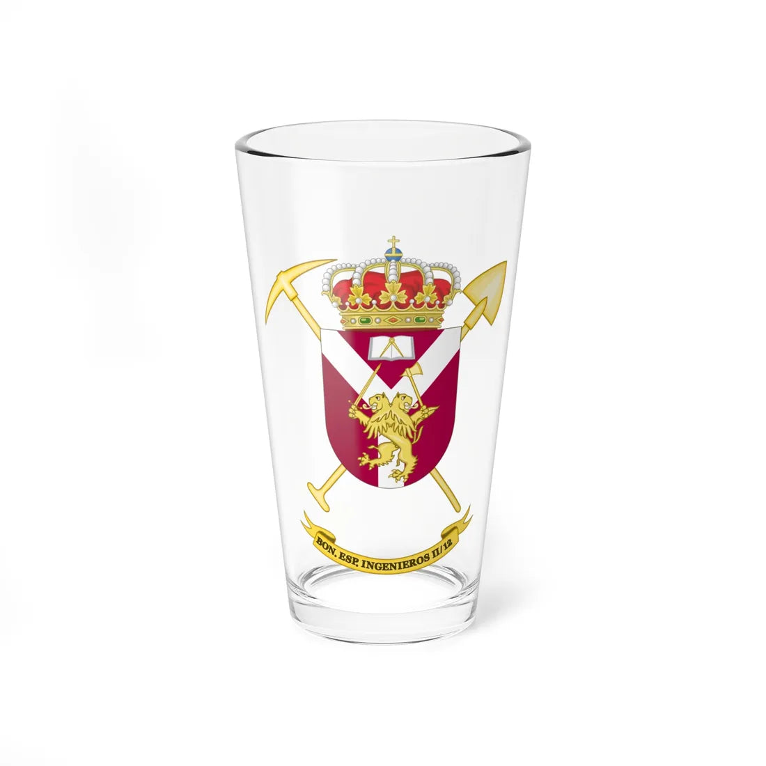 Coat of Arms of the 2nd-12 Railroad Building Battalion (Spain) (Coat of Arms) Pint Glass 16oz 16oz - Go Mug Yourself