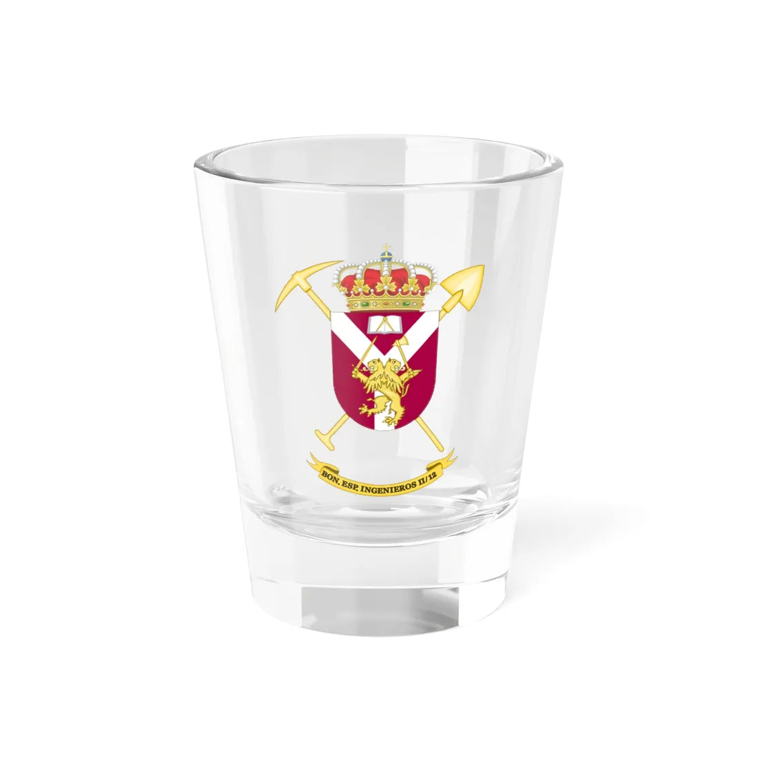 Coat of Arms of the 2nd-12 Railroad Building Battalion (Spain) (Coat of Arms) Shot Glass 1.5oz 1.5oz - Go Mug Yourself