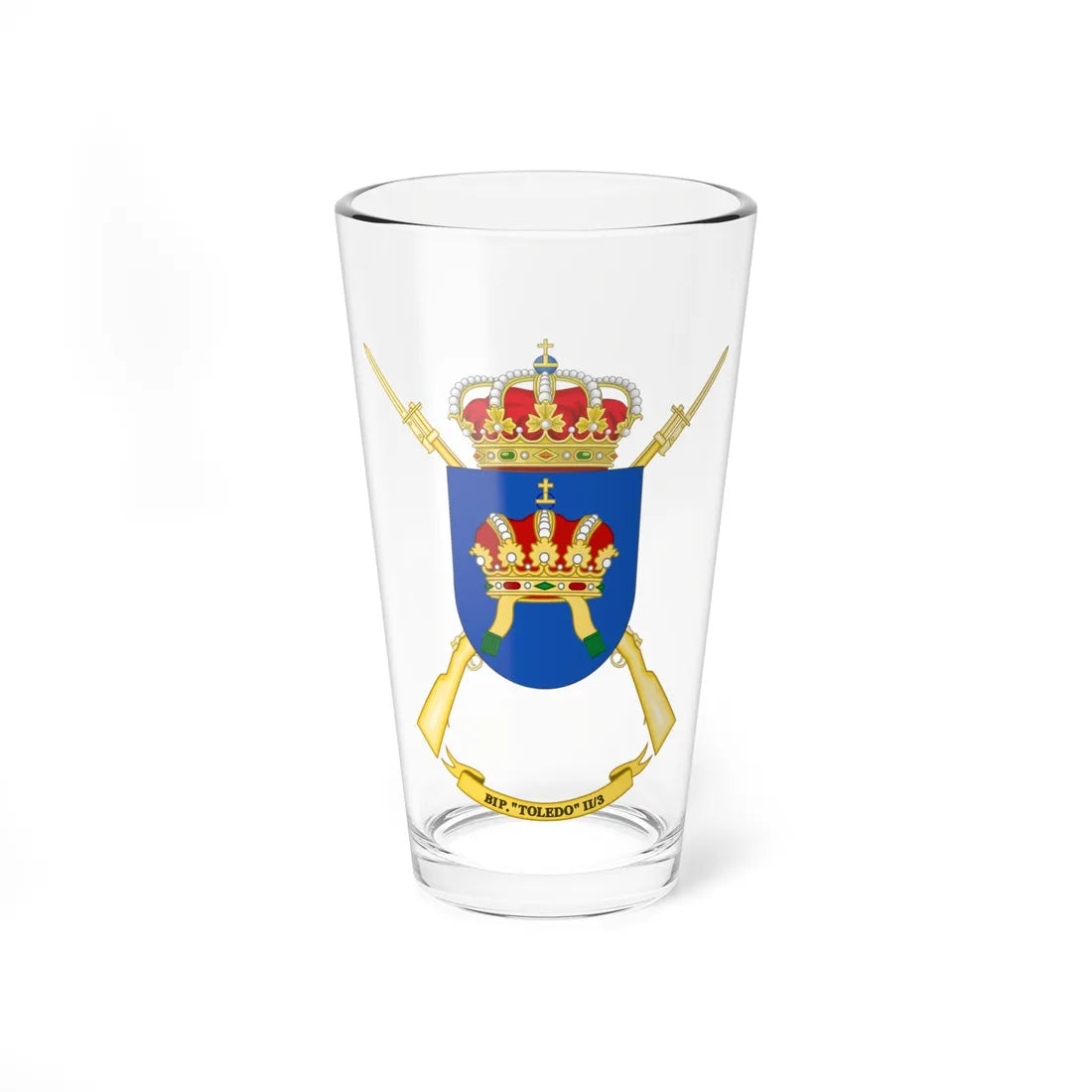 Coat of Arms of the 2nd-3 Protected Infantry Battalion Toledo (Spain) (Coat of Arms) Pint Glass 16oz 16oz - Go Mug Yourself