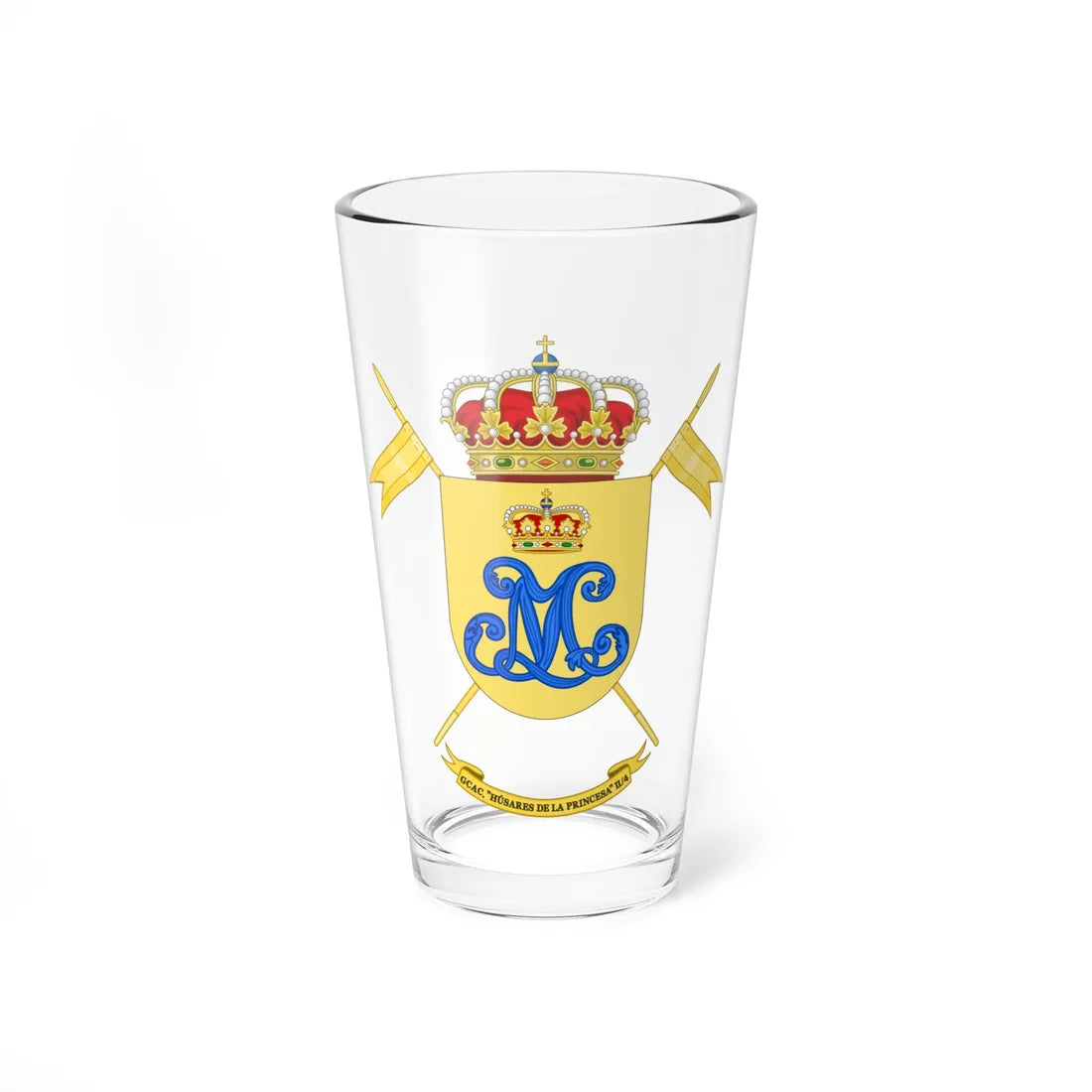 Coat of Arms of the 2nd-4 Cavalry Armored Group Princesa (Spain) (Coat of Arms) Pint Glass 16oz 16oz - Go Mug Yourself