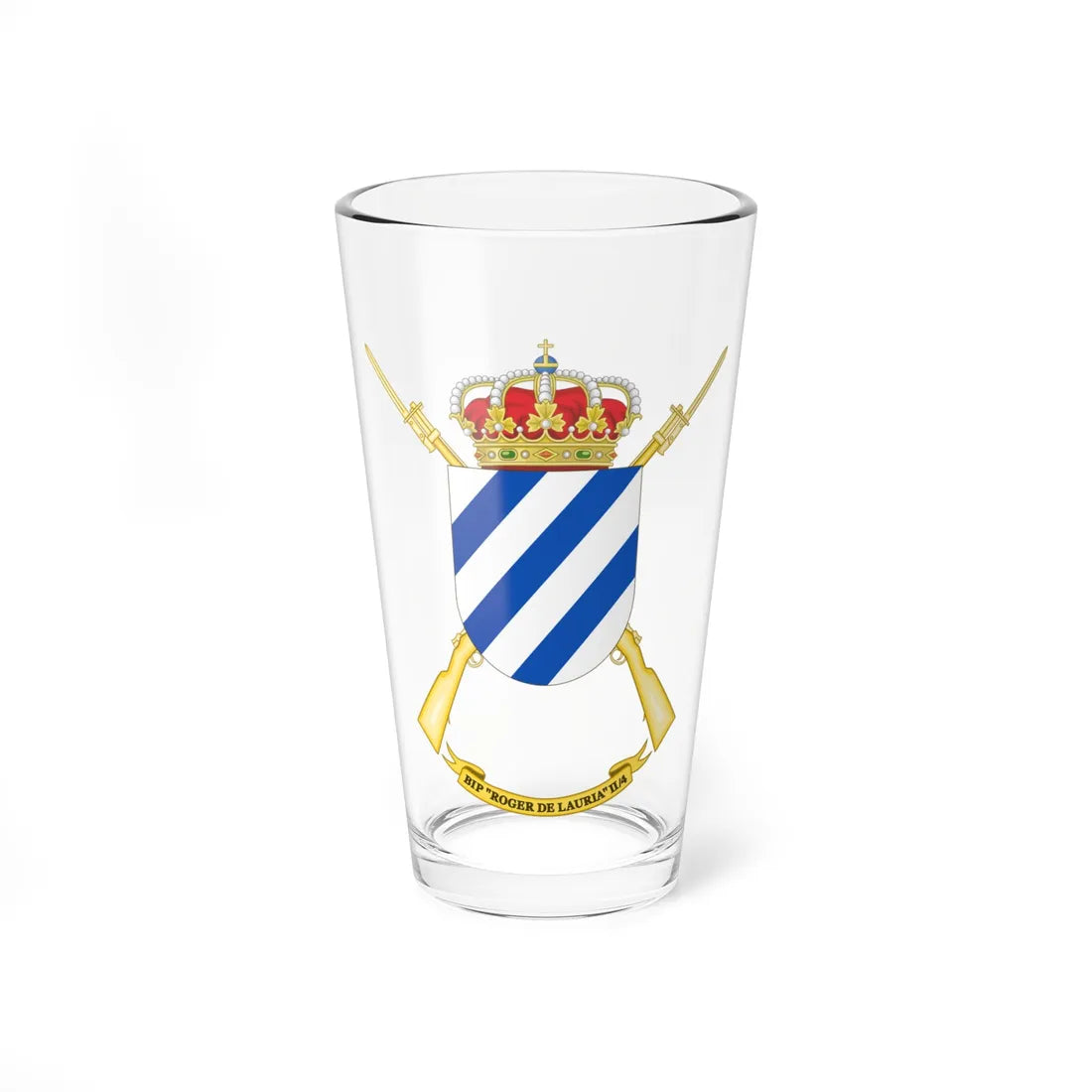 Coat of Arms of the 2nd-4 Protected Infantry Flag Roger de Lauria (Spain) (Coat of Arms) Pint Glass 16oz 16oz - Go Mug Yourself
