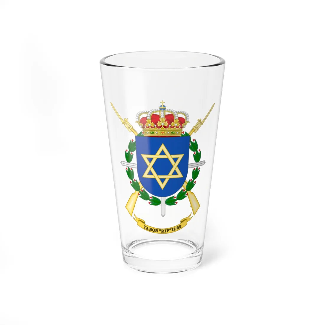 Coat of Arms of the 2nd-52 Regulares Battalion Rif (Spain) (Coat of Arms) Pint Glass 16oz 16oz - Go Mug Yourself