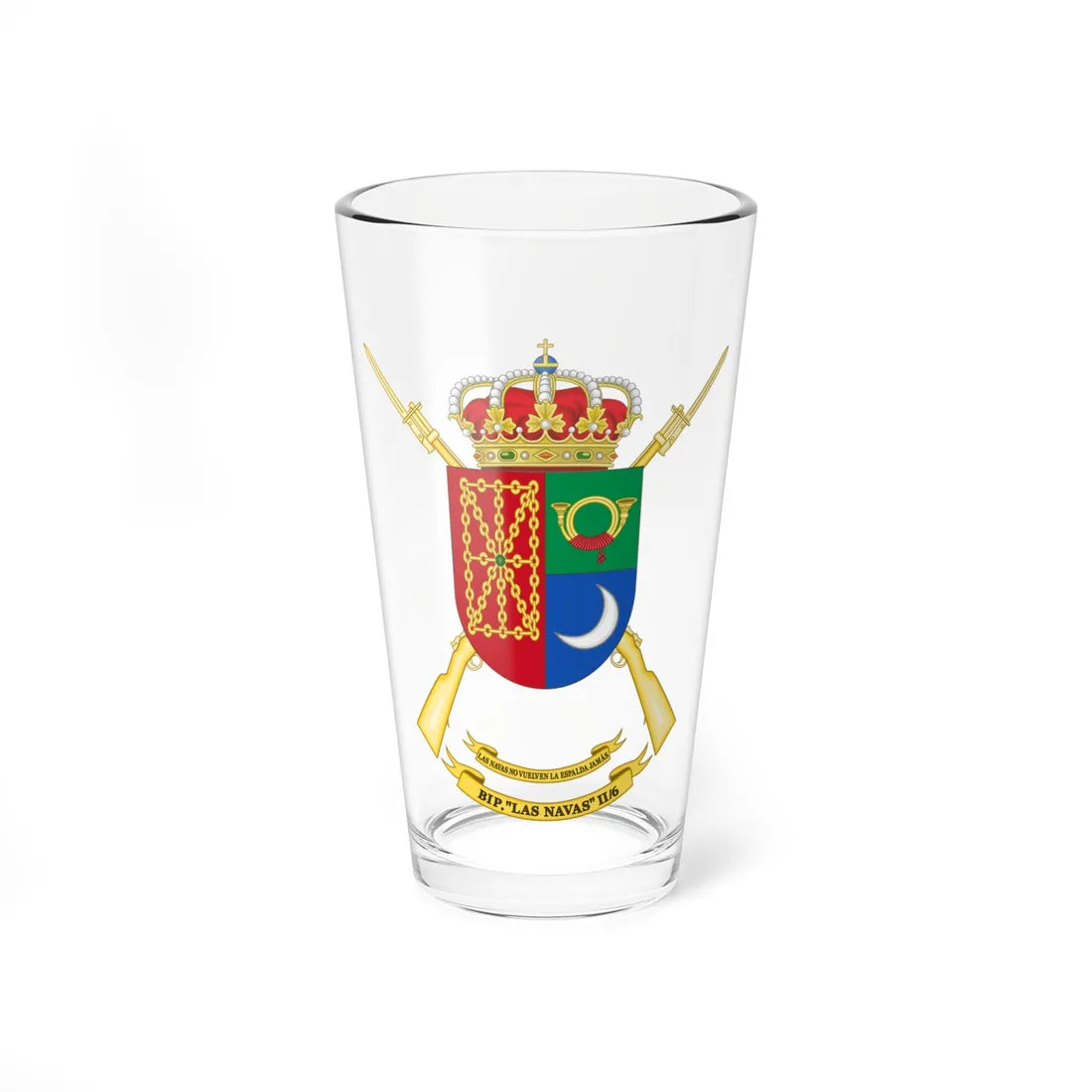Coat of Arms of the 2nd-6 Protected Infantry Battalion Las Navas (Spain) (Coat of Arms) Pint Glass 16oz 16oz - Go Mug Yourself