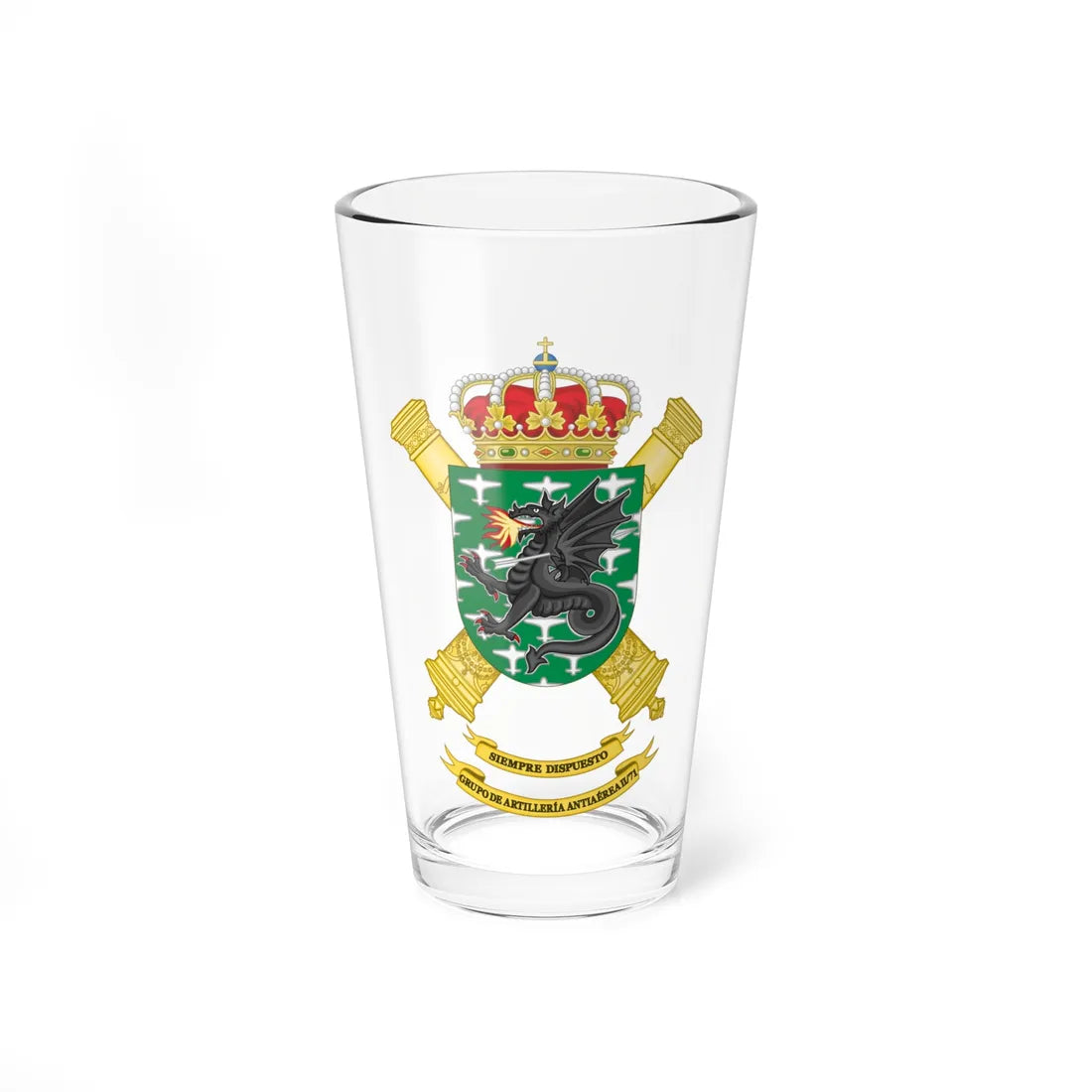 Coat of Arms of the 2nd-71 Air Defence Artillery Group (Spain) (Coat of Arms) Pint Glass 16oz 16oz - Go Mug Yourself