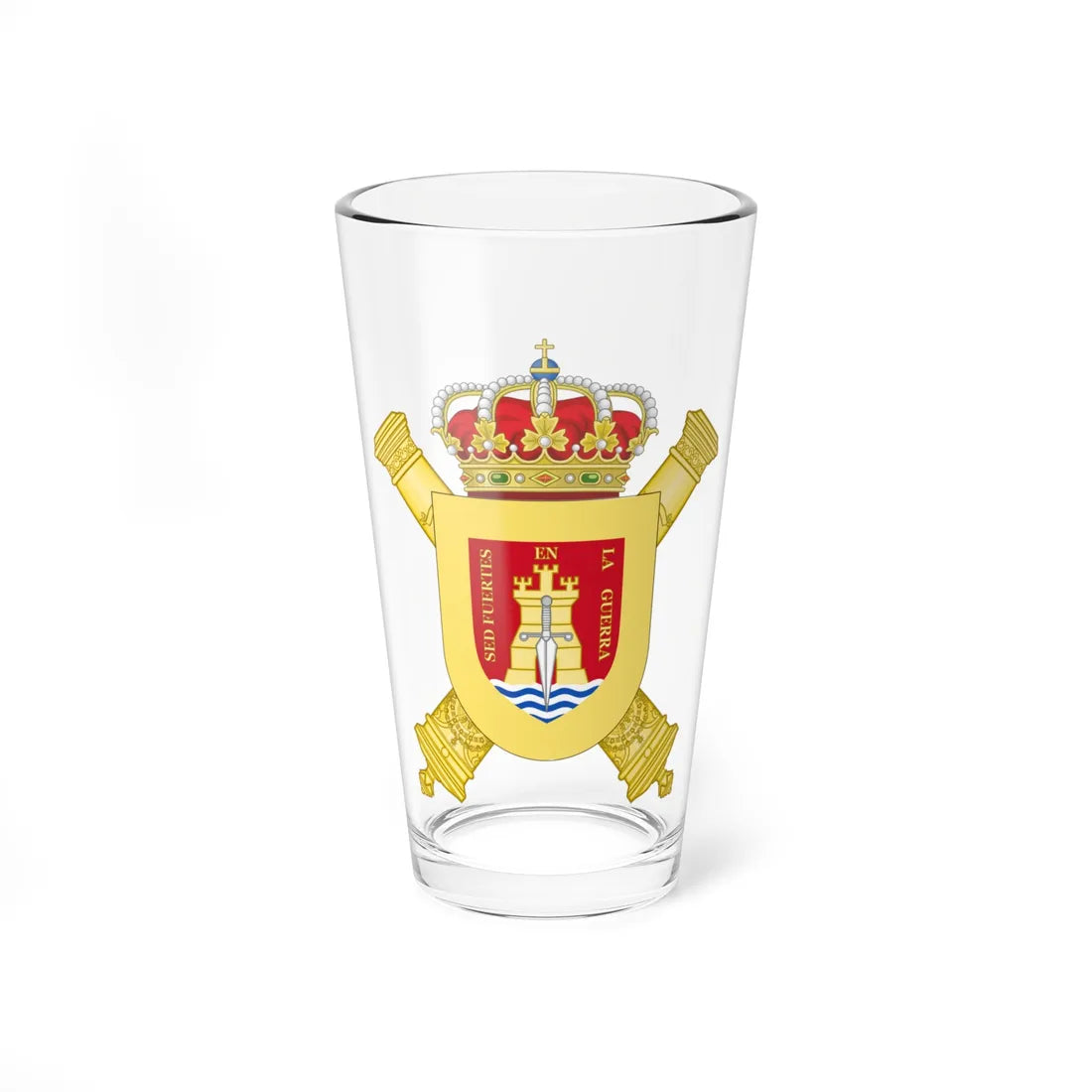 Coat of Arms of the 2nd Mechanized Division Guzmán el Bueno (Spain) (Coat of Arms) Pint Glass 16oz 16oz - Go Mug Yourself