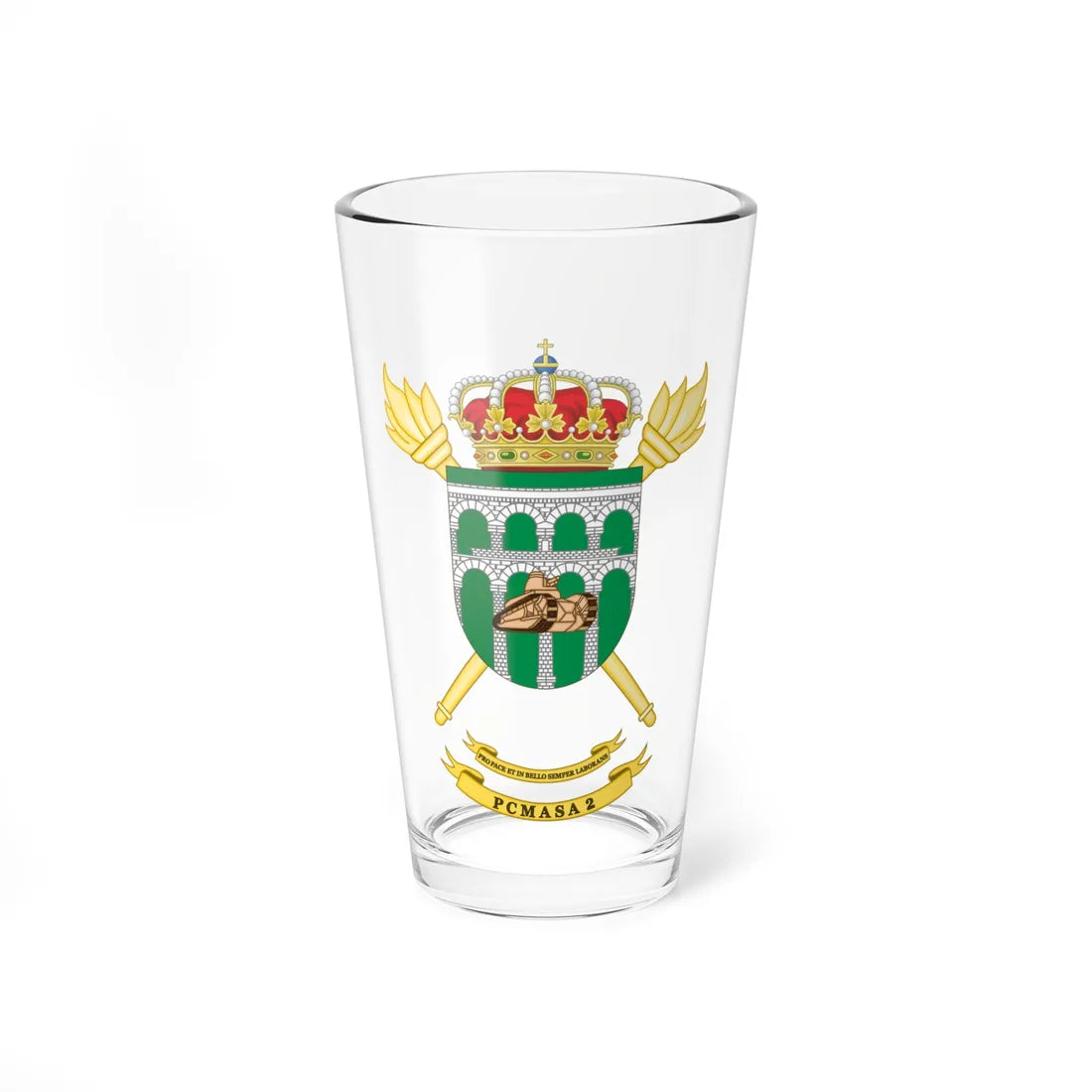 Coat of Arms of the 2nd PCMASA (Spain) (Coat of Arms) Pint Glass 16oz 16oz - Go Mug Yourself