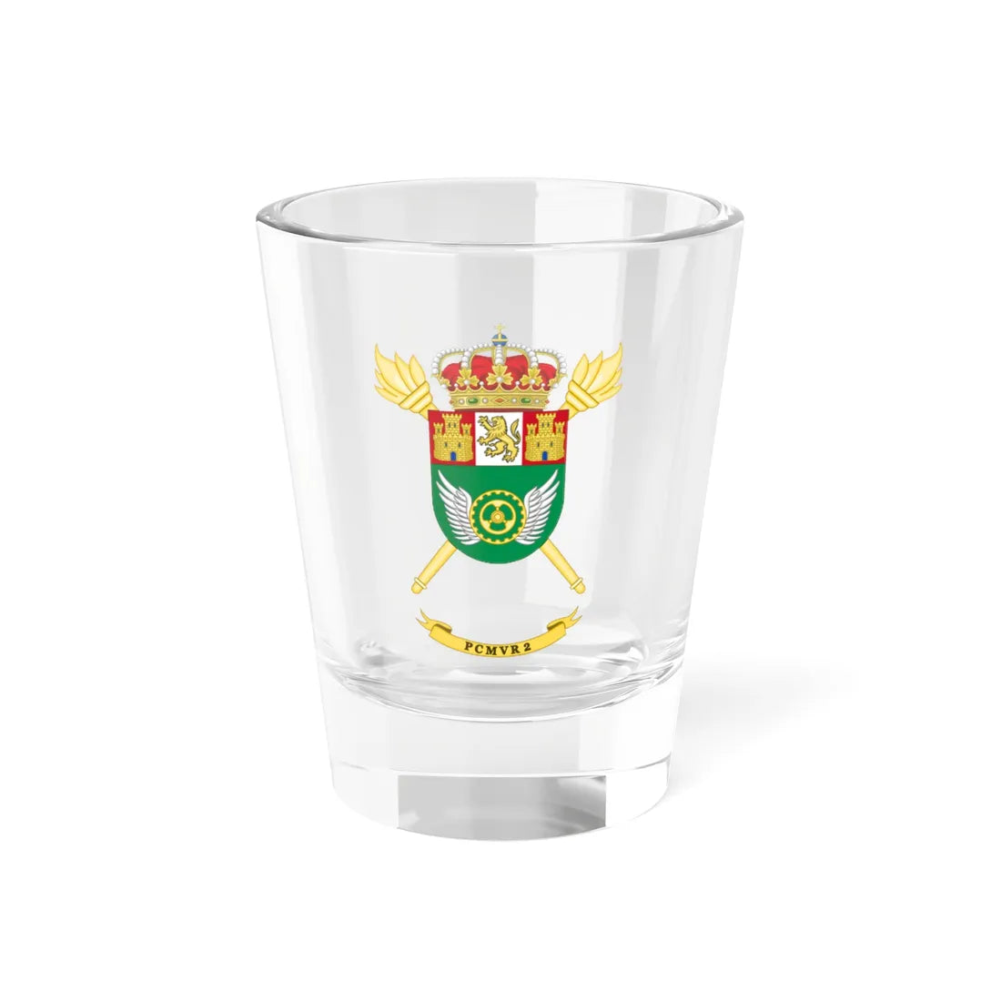 Coat of Arms of the 2nd PCMVR (Spain) (Coat of Arms) Shot Glass 1.5oz 1.5oz - Go Mug Yourself