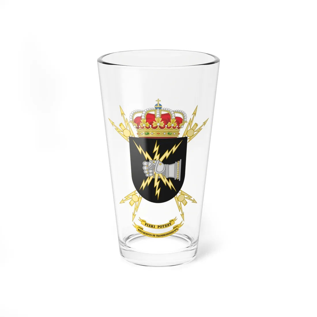 Coat of Arms of the 2nd Signal Regiment (Spain) (Coat of Arms) Pint Glass 16oz 16oz - Go Mug Yourself