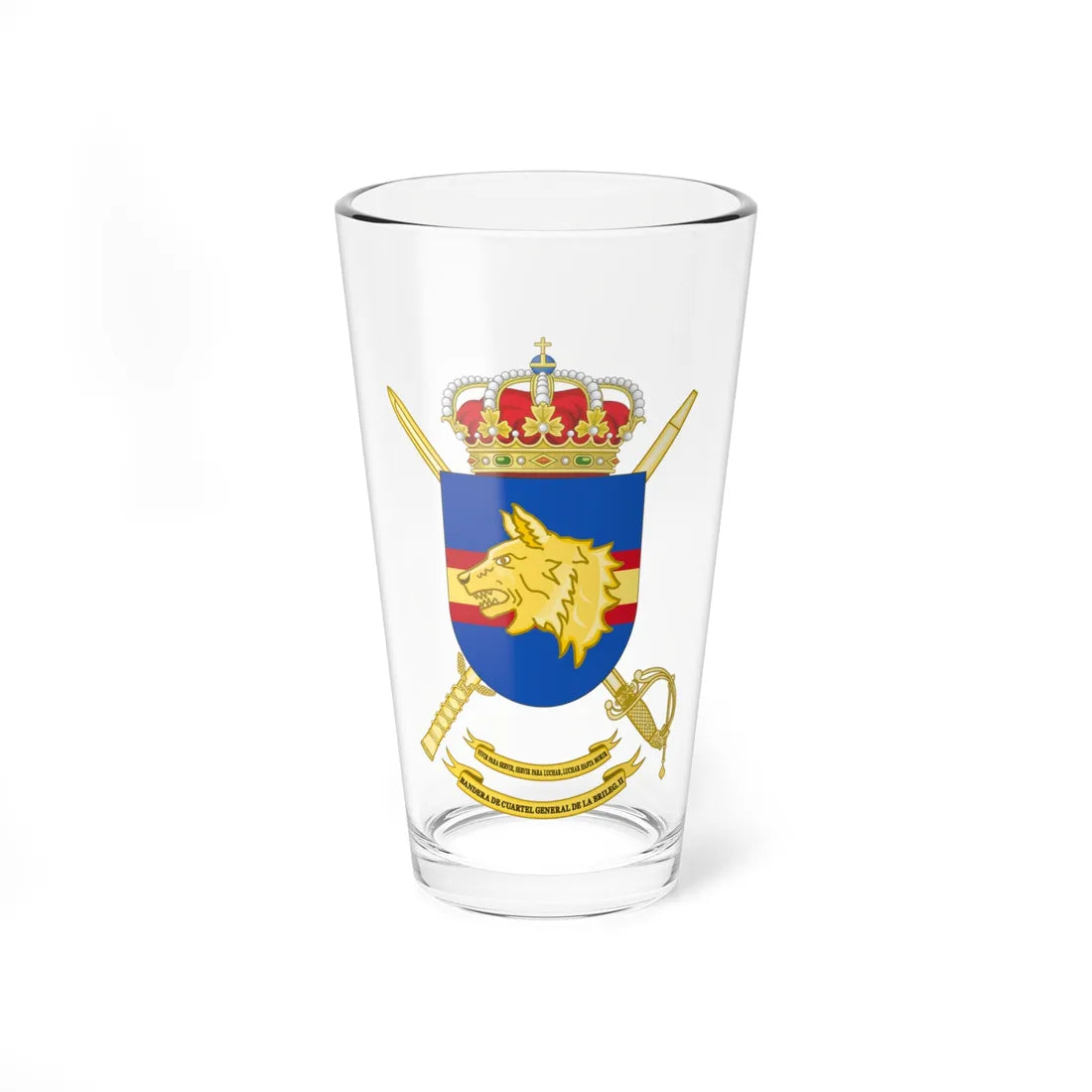 Coat of Arms of the 2nd Spanish Legion Brigade Headquarters Flag (Spain) (Coat of Arms) Pint Glass 16oz 16oz - Go Mug Yourself