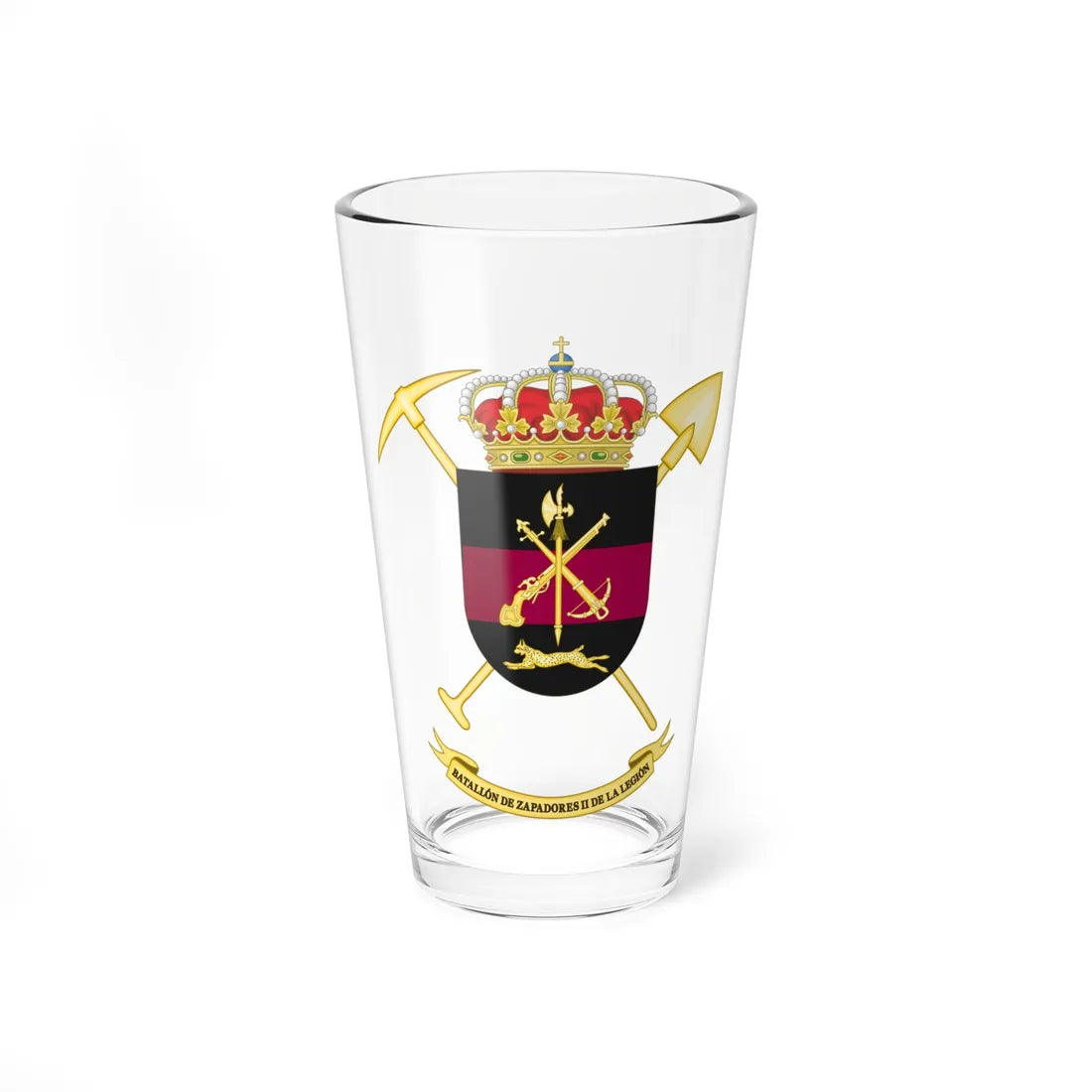 Coat of Arms of the 2nd Spanish Legion Military Engineering Batalion (Spain) (Coat of Arms) Pint Glass 16oz 16oz - Go Mug Yourself