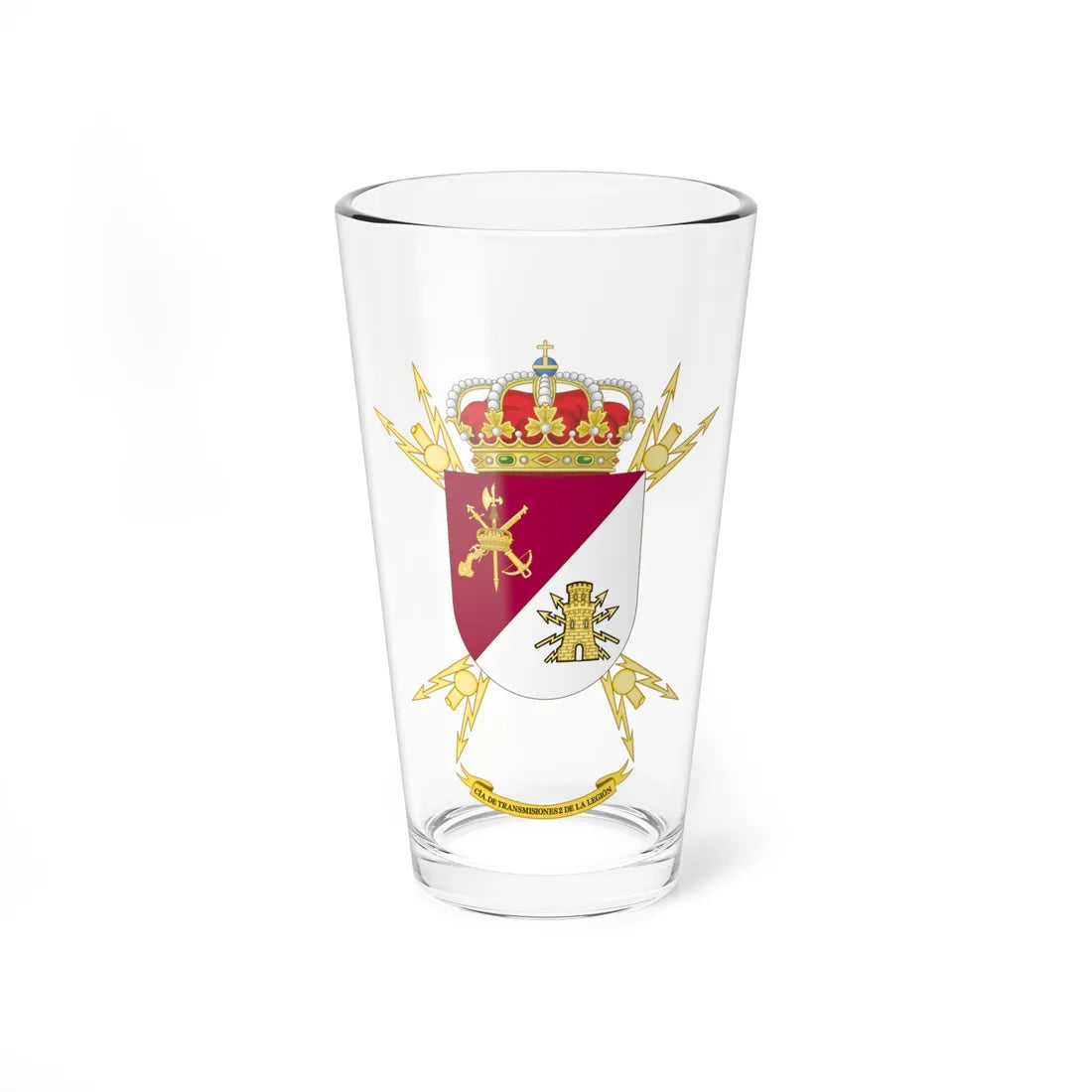 Coat of Arms of the 2nd Spanish Legion Signals Company (Spain) (Coat of Arms) Pint Glass 16oz 16oz - Go Mug Yourself