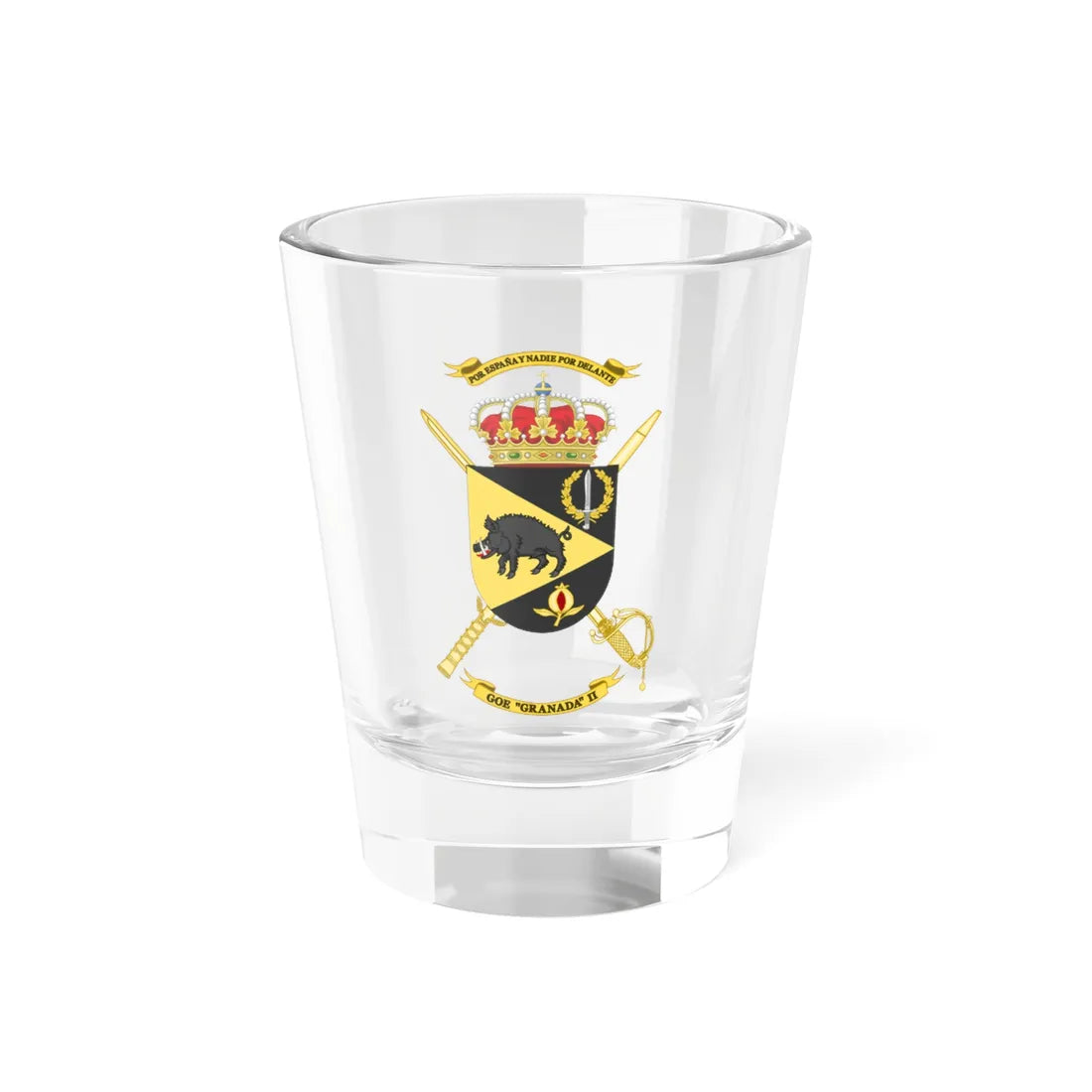 Coat of Arms of the 2nd Special Operations Group Granada (Spain) (Coat of Arms) Shot Glass 1.5oz 1.5oz - Go Mug Yourself