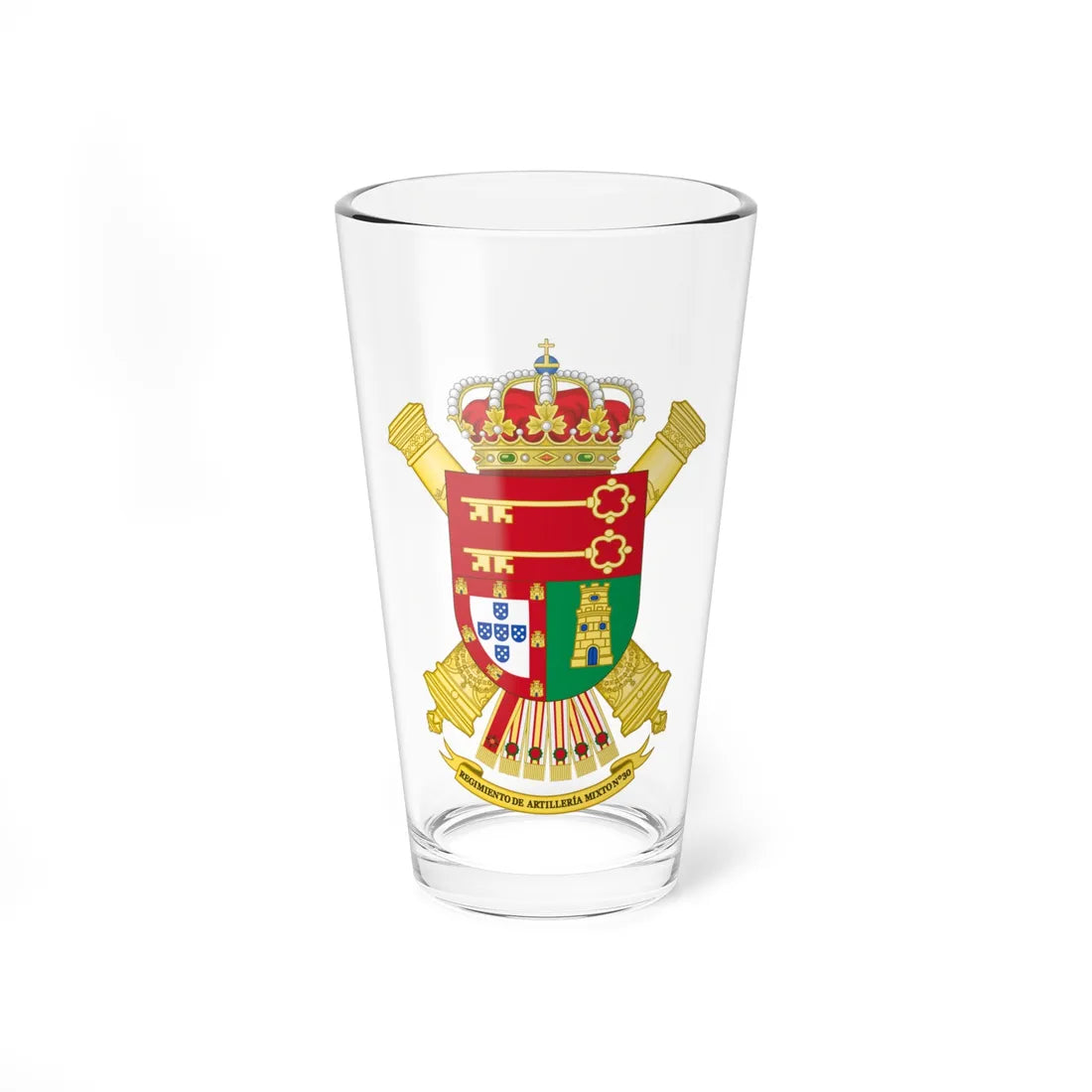Coat of Arms of the 30th Mixed Artillery Regiment (Spain) (Coat of Arms) Pint Glass 16oz 16oz - Go Mug Yourself