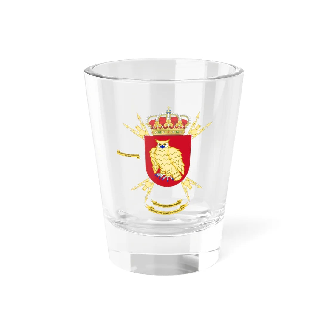 Coat of Arms of the 31st Electronic Warfare Regiment (Spain) (Coat of Arms) Shot Glass 1.5oz 1.5oz - Go Mug Yourself