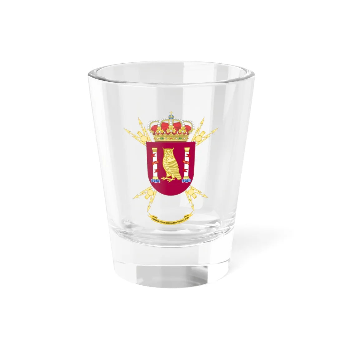 Coat of Arms of the 32nd Electronic Warfare Regiment (Spain) (Coat of Arms) Shot Glass 1.5oz 1.5oz - Go Mug Yourself