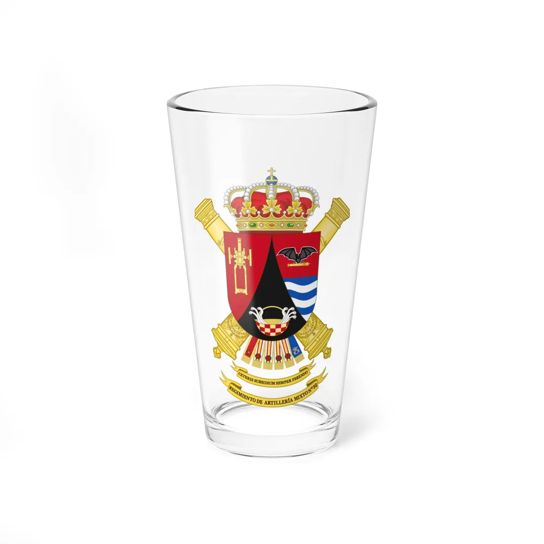 Coat of Arms of the 32nd Mixed Artillery Regiment (Spain) (Coat of Arms) Pint Glass 16oz 16oz - Go Mug Yourself