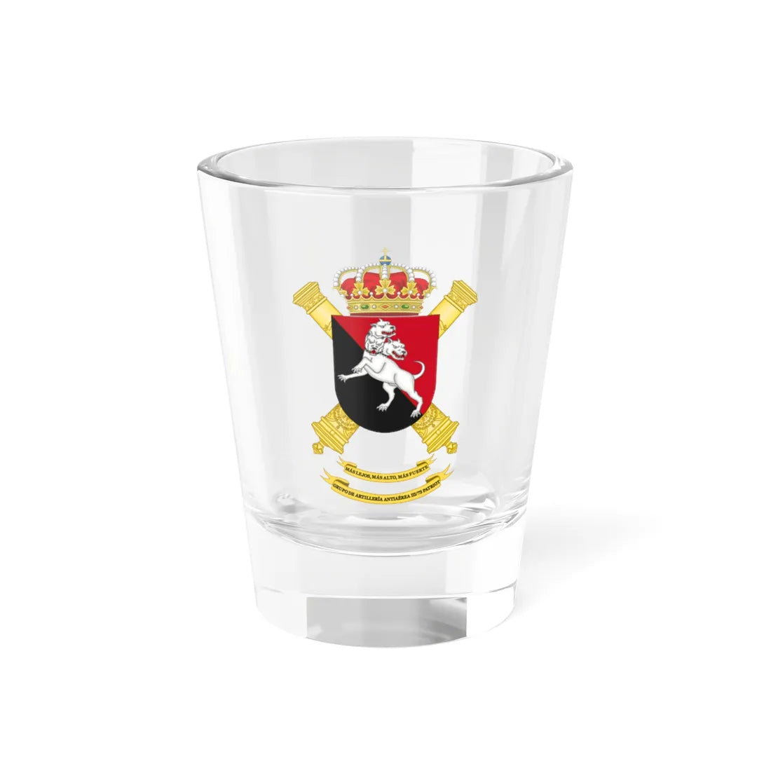 Coat of Arms of the 3rd-73 Patriot Air Defence Artillery Group (Spain) (Coat of Arms) Shot Glass 1.5oz 1.5oz - Go Mug Yourself