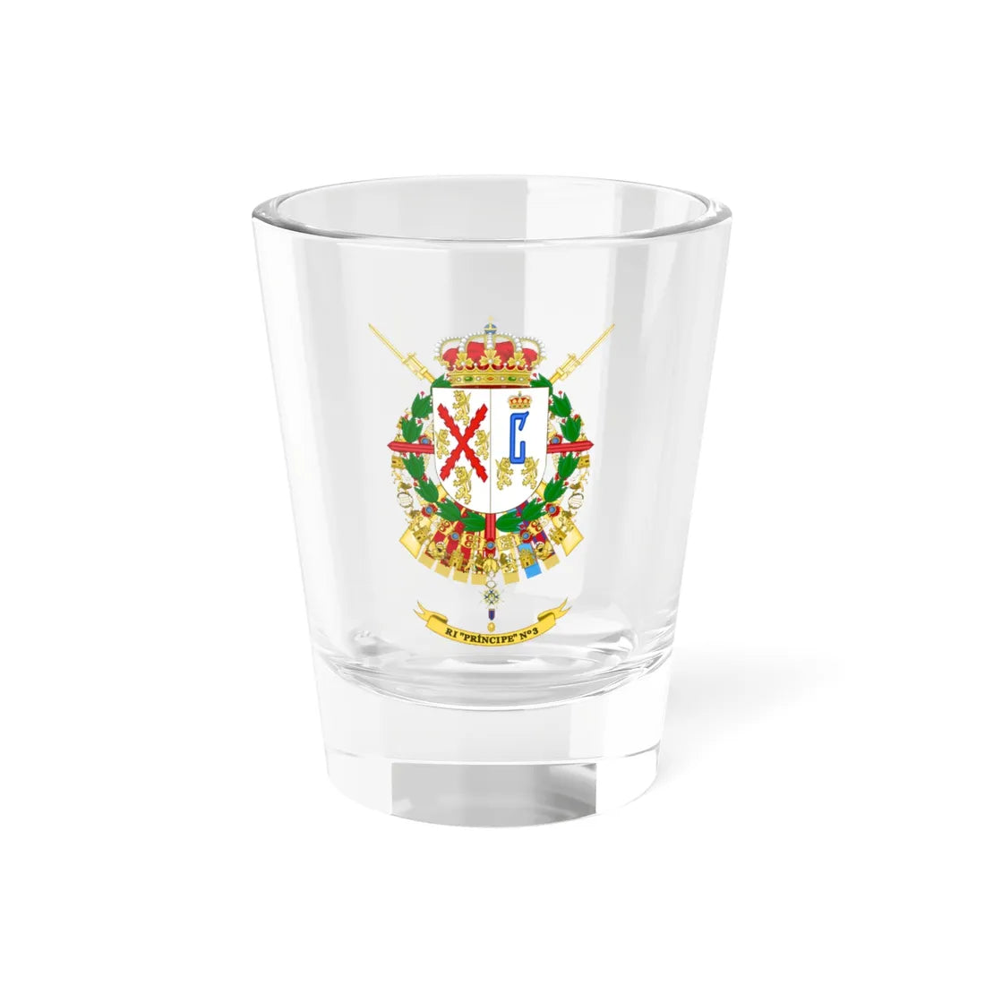 Coat of Arms of the 3rd Infantry Regiment Príncipe (Spain) (Coat of Arms) Shot Glass 1.5oz 1.5oz - Go Mug Yourself