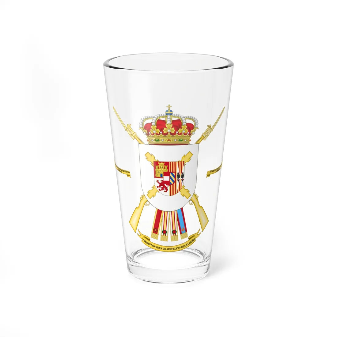 Coat of Arms of the 3rd Spanish Legion Tercio Don Juan de Austria (Spain) (Coat of Arms) Pint Glass 16oz 16oz - Go Mug Yourself