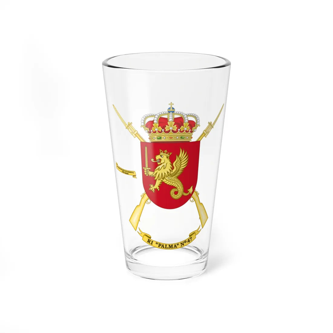 Coat of Arms of the 47th Infantry Regiment Palma (Spain) (Coat of Arms) Pint Glass 16oz 16oz - Go Mug Yourself