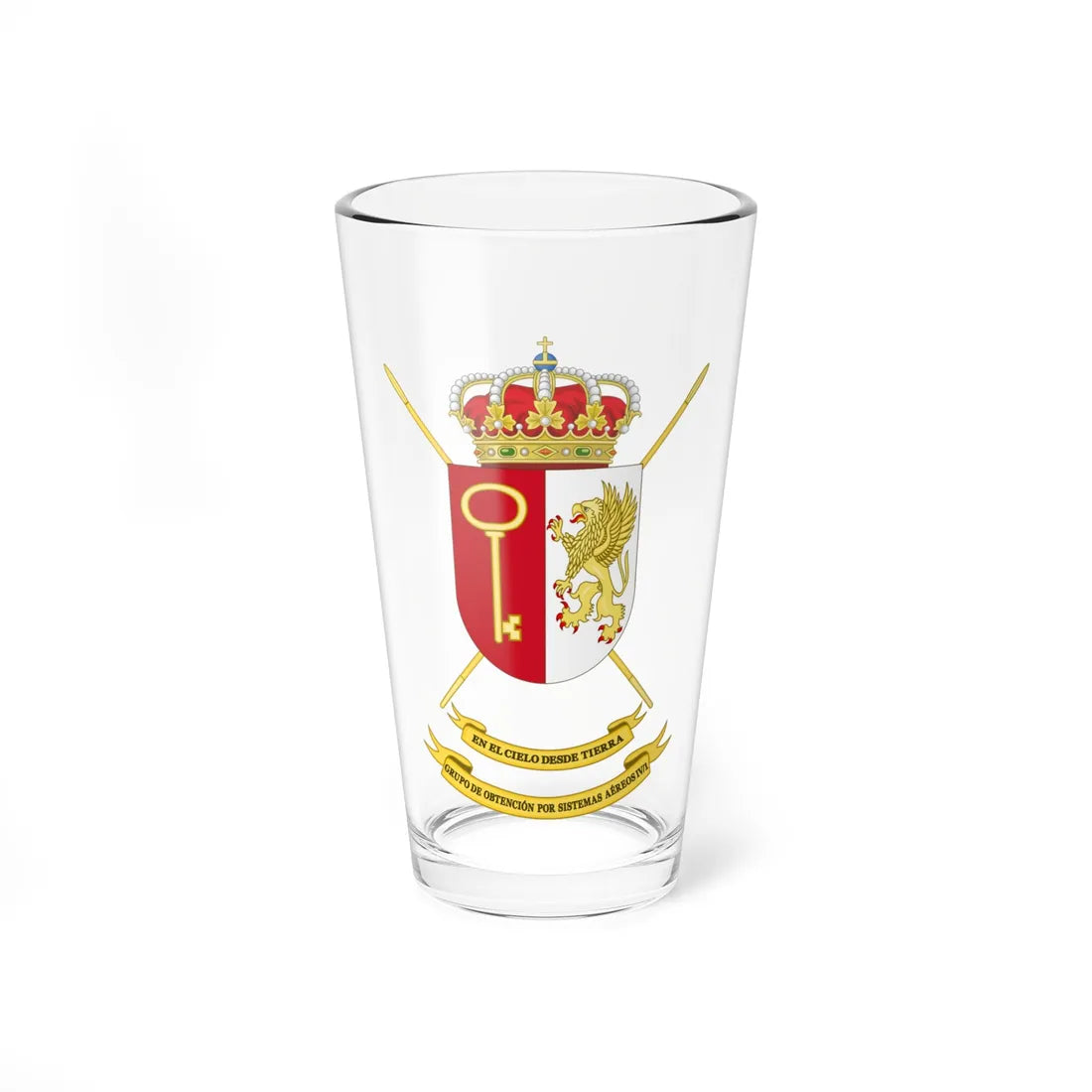 Coat of Arms of the 4th-1 Unmanned Aerial Vehicles Group (Spain) (Coat of Arms) Pint Glass 16oz 16oz - Go Mug Yourself