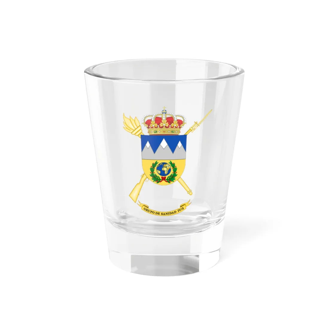 Coat of Arms of the 4th-3 Spanish Army Health Services Group (Spain) (Coat of Arms) Shot Glass 1.5oz 1.5oz - Go Mug Yourself