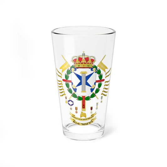 Coat of Arms of the 4th Armored Cavalry Regiment Pavia (Spain) (Coat of Arms) Pint Glass 16oz 16oz - Go Mug Yourself