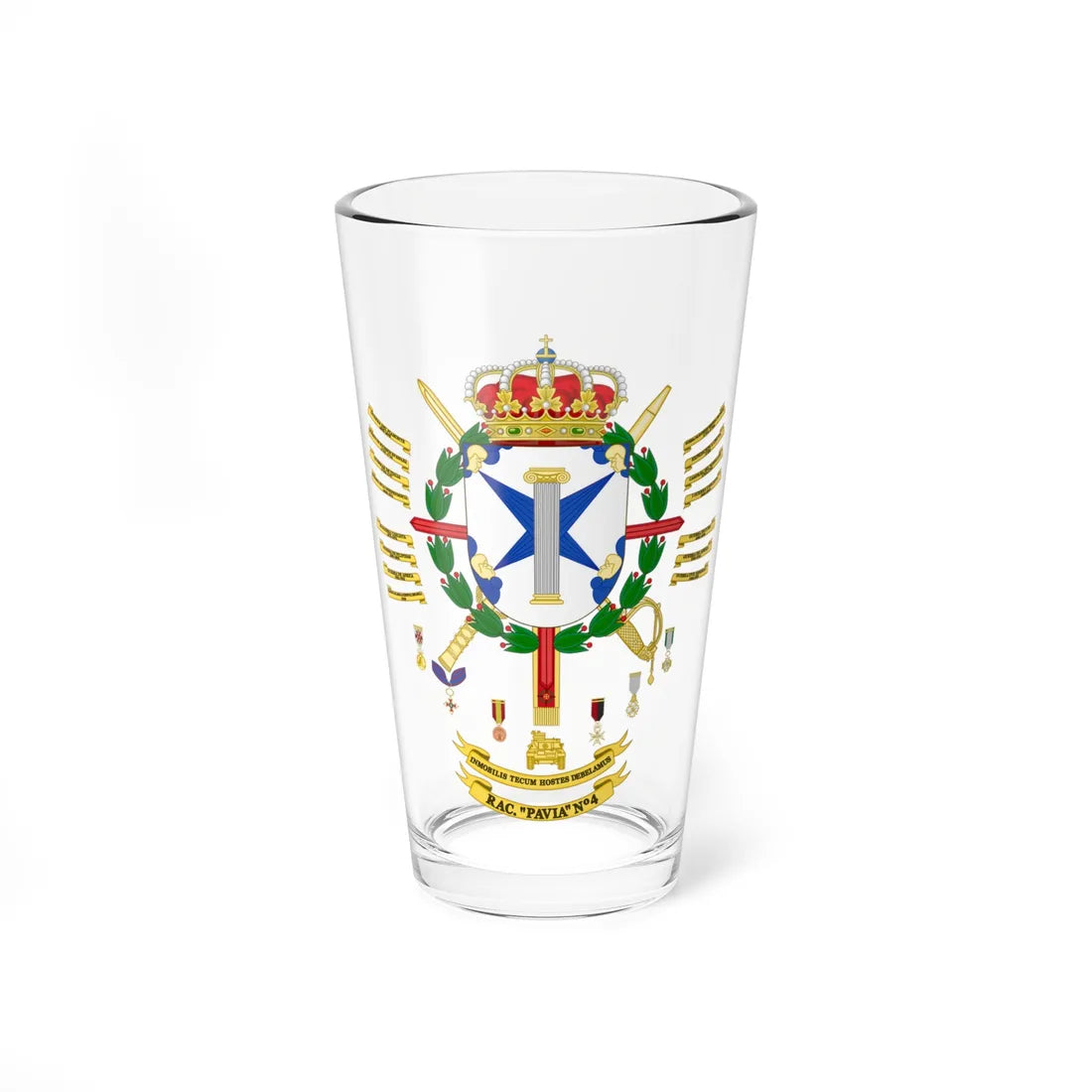 Coat of Arms of the 4th Armored Regiment Pavia 2015 (Spain) (Coat of Arms) Pint Glass 16oz 16oz - Go Mug Yourself