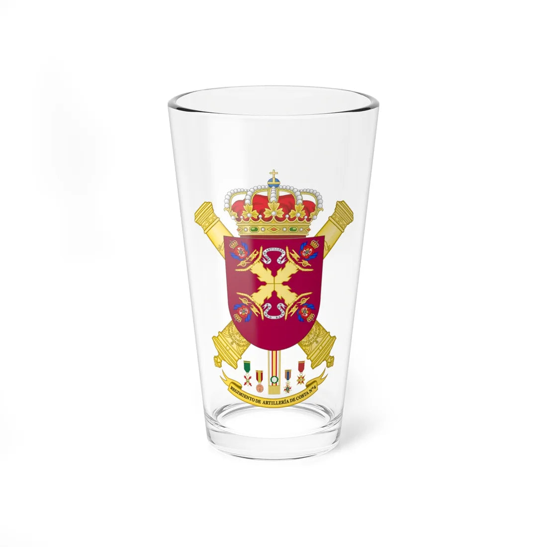 Coat of Arms of the 4th Coastal Artillery Regiment (Spain) (Coat of Arms) Pint Glass 16oz 16oz - Go Mug Yourself
