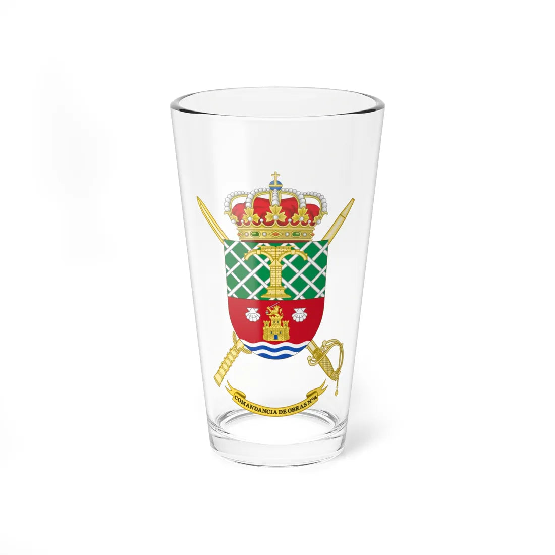 Coat of Arms of the 4th Spanish Army Construction Command (Spain) (Coat of Arms) Pint Glass 16oz 16oz - Go Mug Yourself