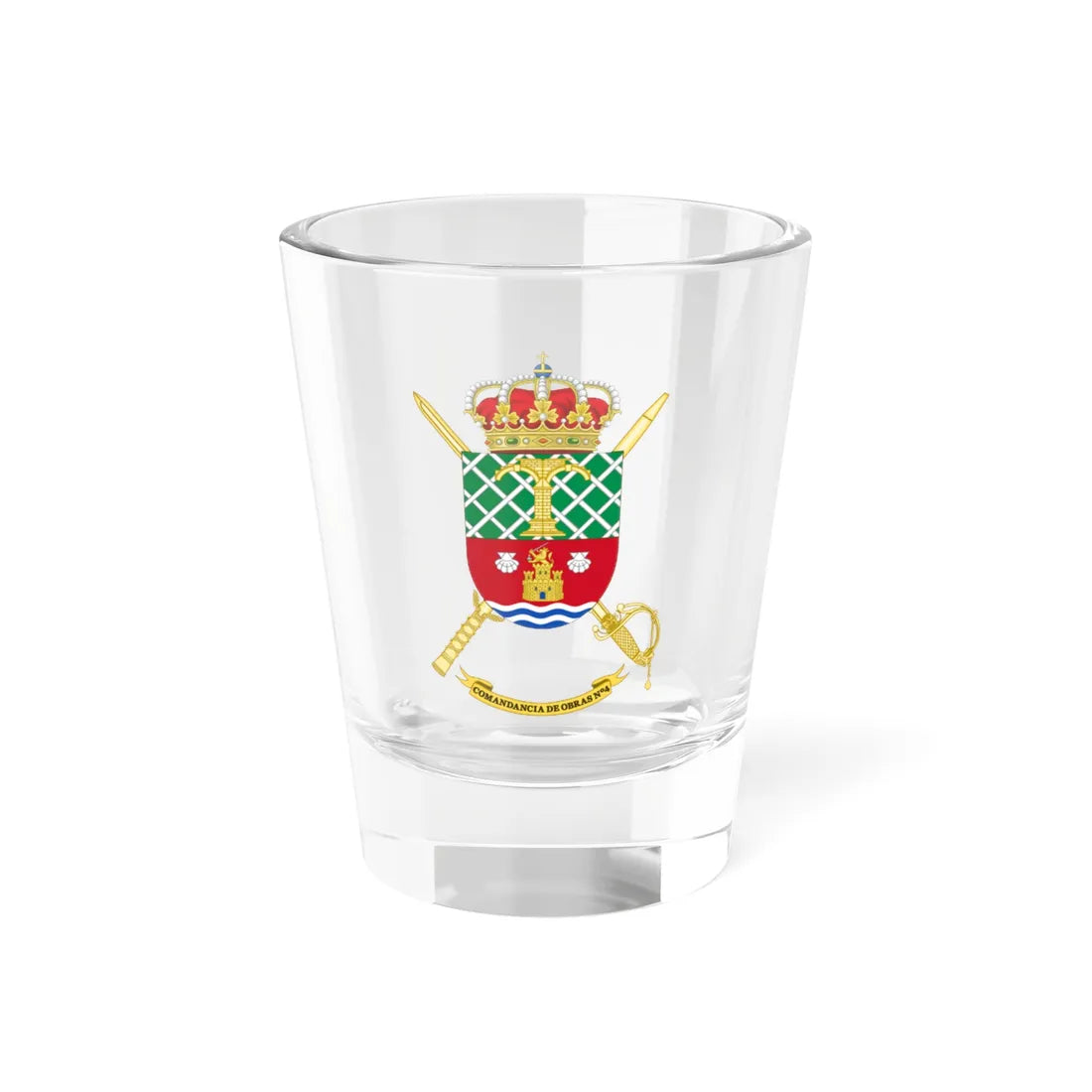 Coat of Arms of the 4th Spanish Army Construction Command (Spain) (Coat of Arms) Shot Glass 1.5oz 1.5oz - Go Mug Yourself