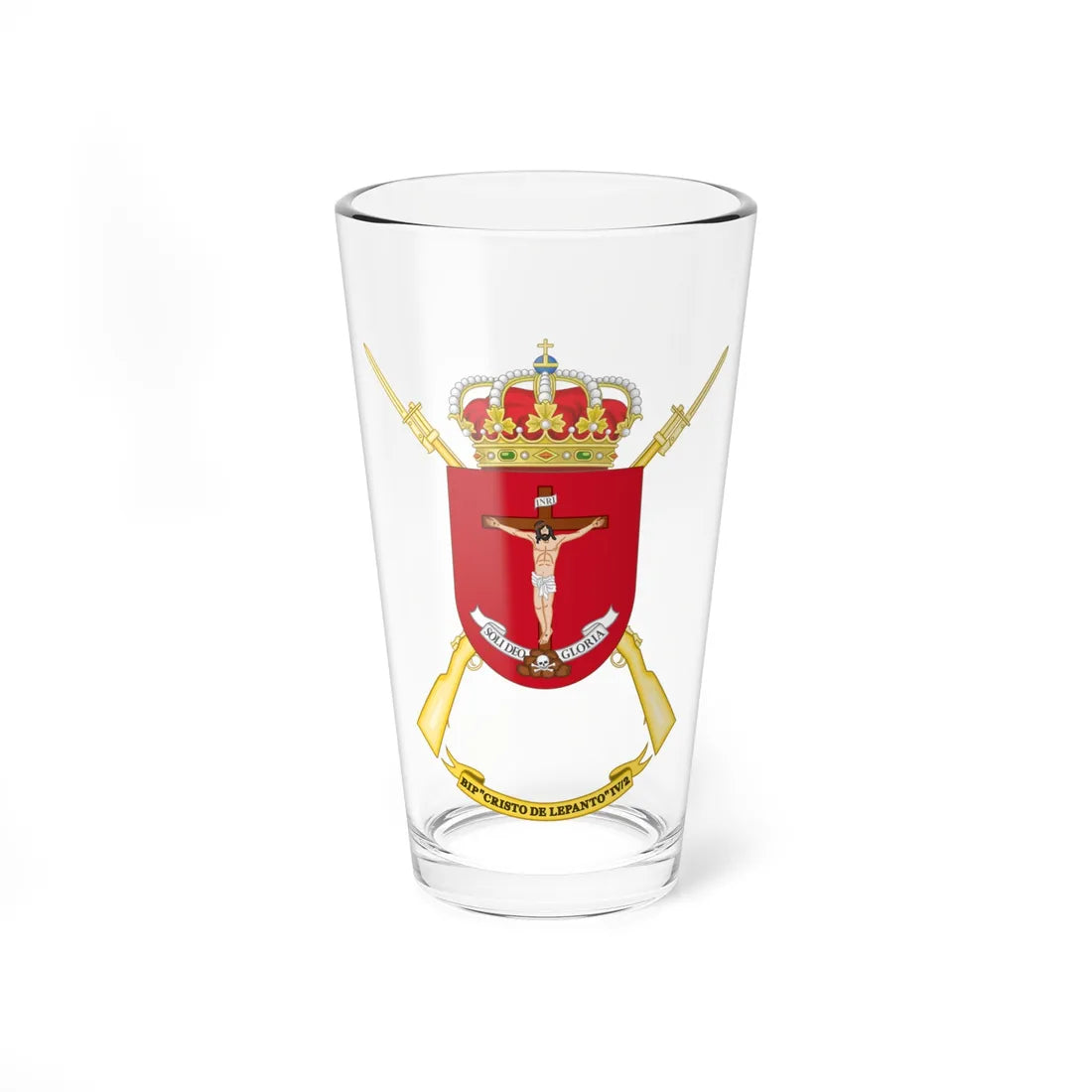 Coat of Arms of the 4th Spanish Legion Flag Cristo de Lepanto (Spain) (Coat of Arms) Pint Glass 16oz 16oz - Go Mug Yourself