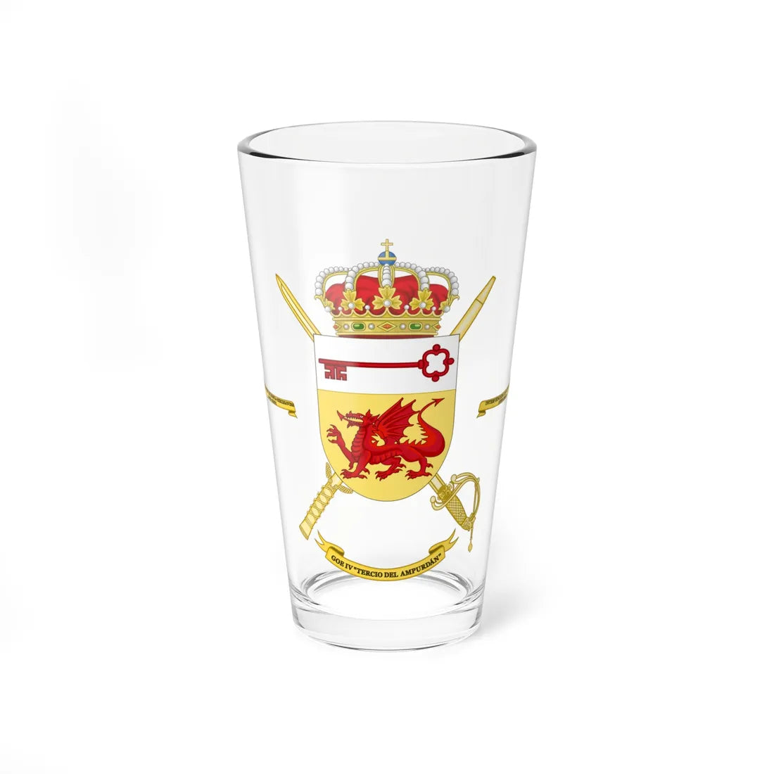 Coat of Arms of the 4th Special Operations Group Tercio del Ampurdán (Spain) (Coat of Arms) Pint Glass 16oz 16oz - Go Mug Yourself