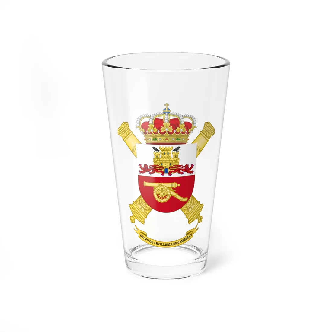Coat of Arms of the 5th Field Artillery Battalion (Spain) (Coat of Arms) Pint Glass 16oz 16oz - Go Mug Yourself