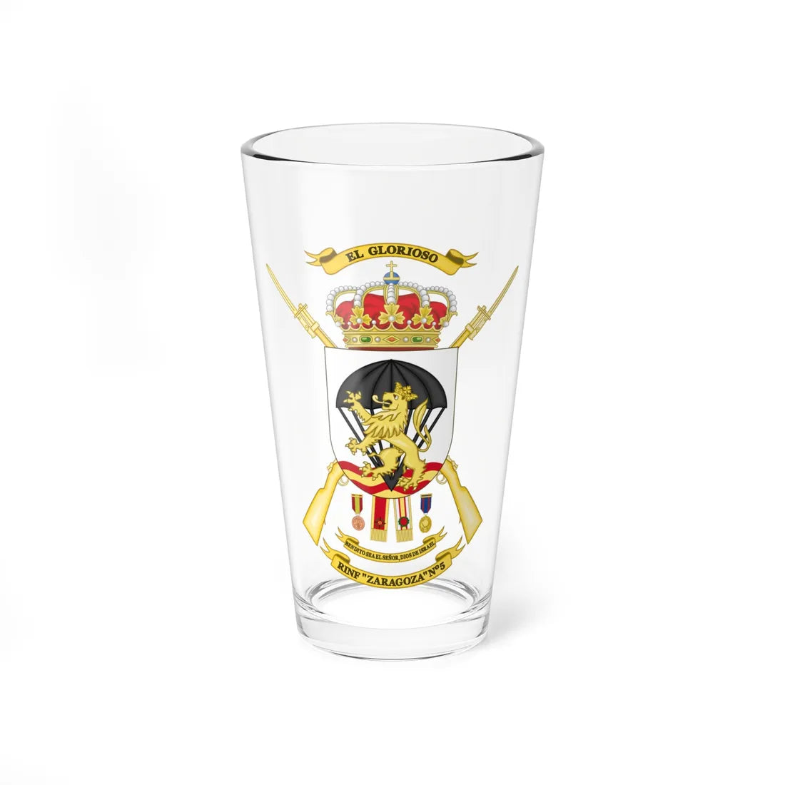 Coat of Arms of the 5th Infantry Regiment Zaragoza (Spain) (Coat of Arms) Pint Glass 16oz 16oz - Go Mug Yourself