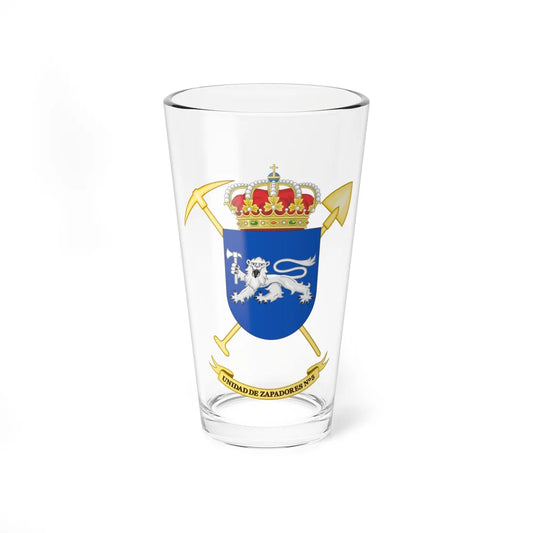 Coat of Arms of the 5th Military Engineering Unit (Spain) (Coat of Arms) Pint Glass 16oz 16oz - Go Mug Yourself